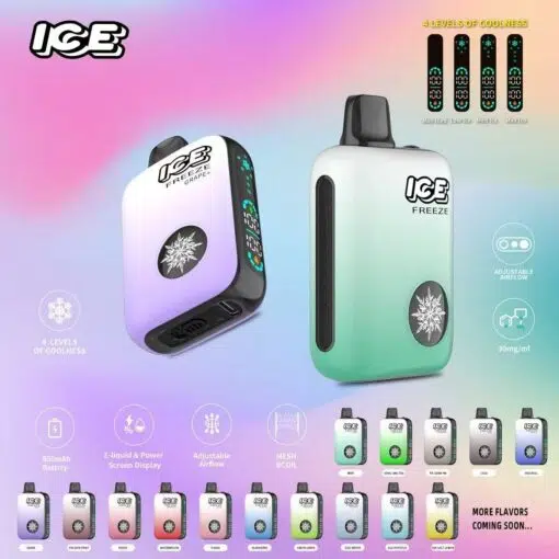 【ICE FREEZE 10000 PUFF】電子煙 | 4段涼感切換|全彩LED顯示|Type-C快充|10000口長效續航