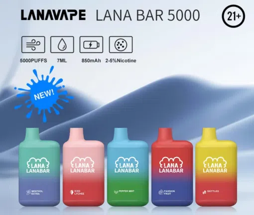 【Lana Vape | LANA BAR 5000】5000口長續航|850mAh快充|亮眼設計|多種風味可選